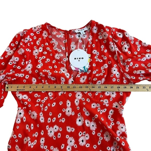 RIXO X Target Mini Dress Womens Size 12  V-Neck Daisy Print Cottagecore - Picture 9 of 16